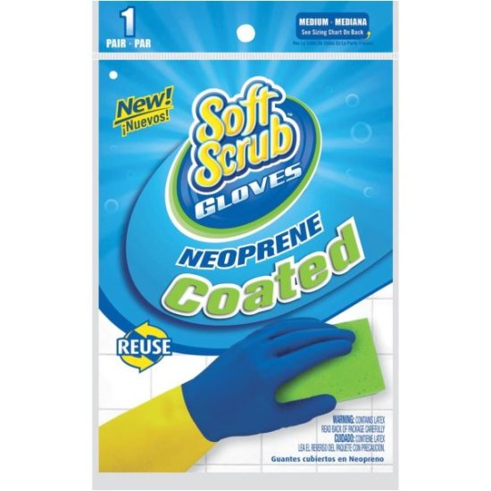 Soft Scrub Medium Neoprene Coated Latex Rubber Glove