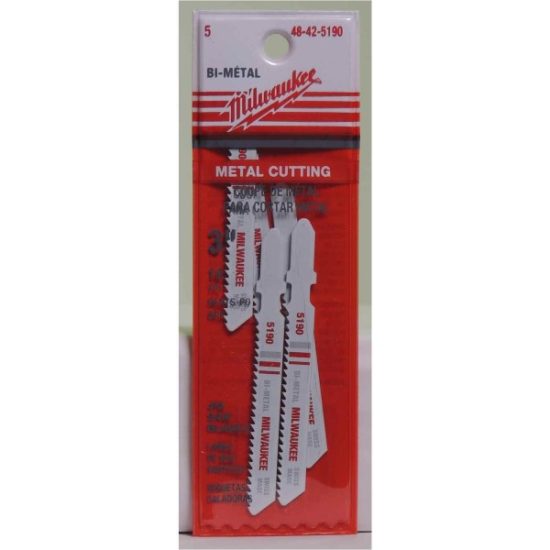 Milwaukee T-Shank 3 In. x 14 TPI Bi-Metal Jig Saw Blade, Metal Cutting (5-Pack)