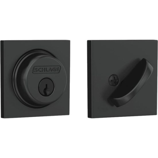 Schlage Matt Black Single Cylinder Deadbolt with Collins Trim