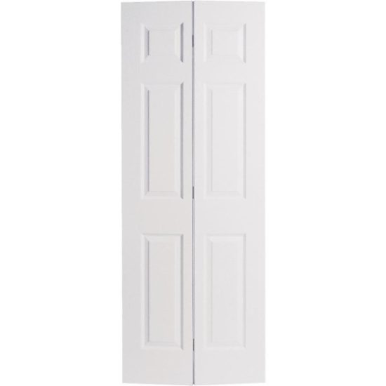 Masonite 30 In. W x 79 In. H Textured Hardboard Primed White 6-Panel 2-Door Bifold Door