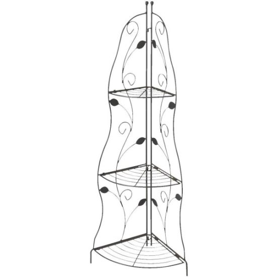 Best Garden Black Steel 45 In. Corner Plant Stand