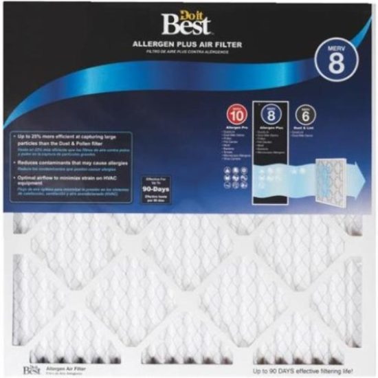 Do it Best 12 In. x 12 In. x 1 In. Allergen Plus MERV 8 Furnace Filter