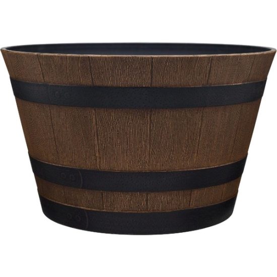 Southern Patio 22-1/4 In. Natural Oak Resin Southern Texture Whiskey Barrel Planter