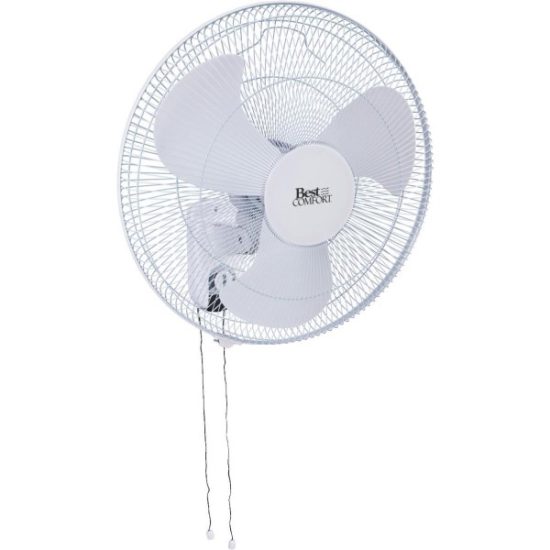 Best Comfort 18 In. 3-Speed White Oscillating Wall-Mount Fan
