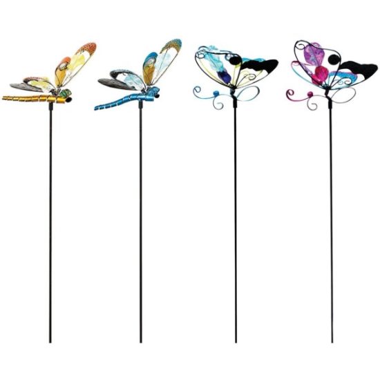 Alpine 36 In. Metal & Glass Assorted Insect Garden Stake Lawn Ornament