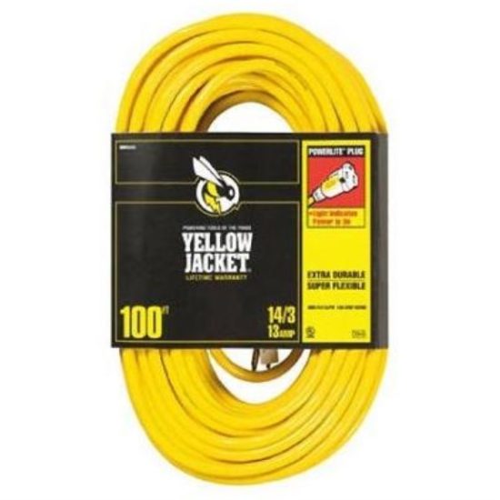 Yellow Jacket 100 Ft. 14/3 Indoor/Outdoor Extension Cord with PowerLite Plug