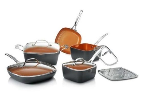Gotham Steel Gray Non-Stick Aluminum Square Cookware Set (10-Piece)