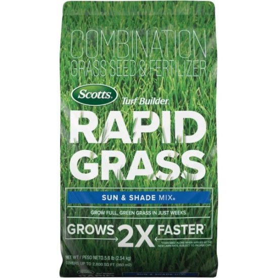 Scotts Turf Builder Rapid Grass 16 Lb. 8000 Sq. Ft. Coverage Sun & Shade Mix Seed & Fertilizer Combination