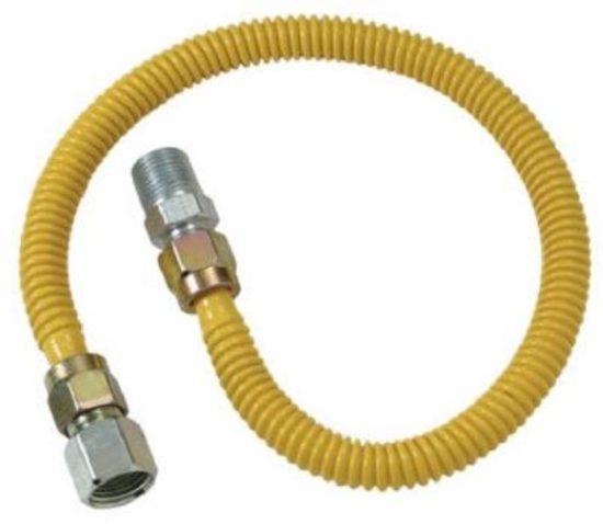 Dormont 1/2 In. OD x 60 In. Coated Stainless Steel Gas Connector, 1/2 In. FIP x 1/2 In. MIP (Tapped 3/8 In. FIP)