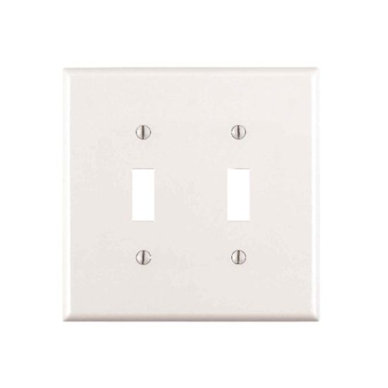 Leviton 2-Gang Smooth Plastic Mid-Way Toggle Switch Wall Plate, White