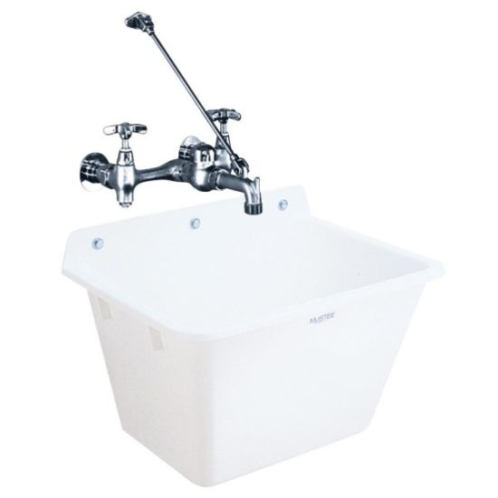 Mustee 12 Gallon 17 In. x 22 In. Wall Mount Utility Tub ( Faucet Not Included)