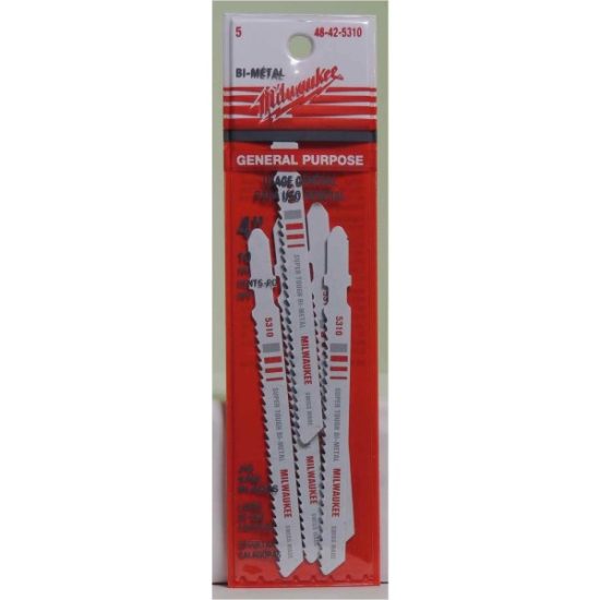 Milwaukee T-Shank 4 In. x 10 TPI Bi-Metal Jig Saw Blade, Wood with Nails (5-Pack)