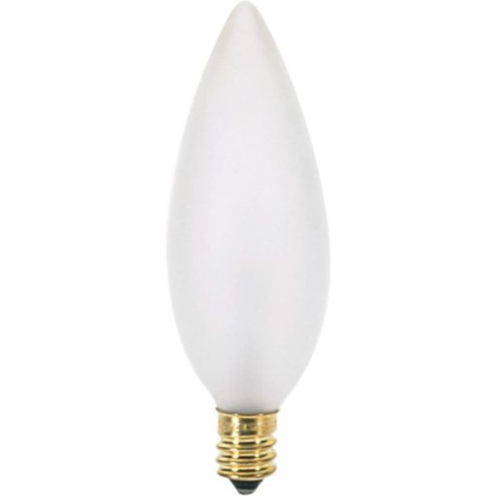 Satco 25W Frosted Soft White Candelabra BA9.5 Incandescent Torpedo Blunt Tip Light Bulb (2-Pack)