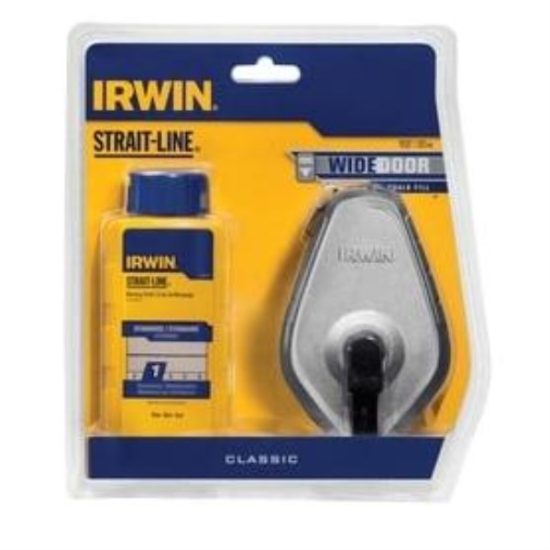 Irwin STRAIT-LINE 100 Ft. Classic Chalk Line Reel and Chalk, Blue