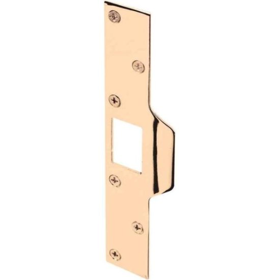 Defender Security Polished Brass 1-1/4 In. Lip Security Strike Plate