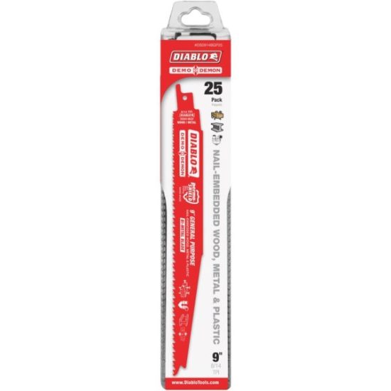 Diablo Demo Demon 9 In. 8/14 TPI Wood and Metal Cutting Reciprocating Saw Blade (25-Pack)