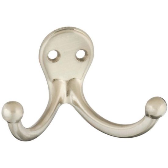 National Satin Nickel Double Cloth Wardrobe Hook, (2-Pack)