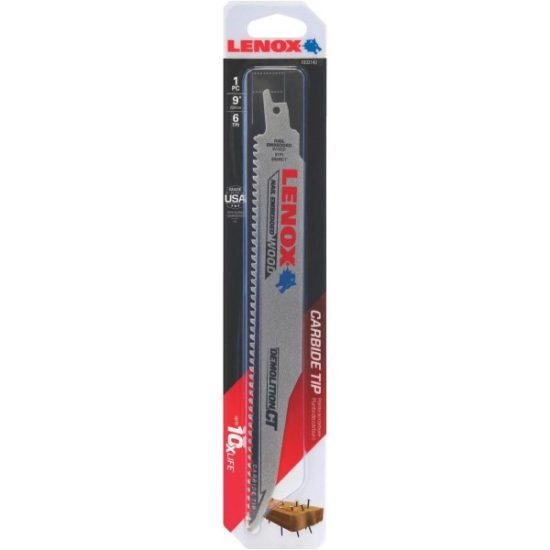 Lenox Demolition CT 9 In. 6 TPI Wood w/Nails Demolition Reciprocating Saw Blade