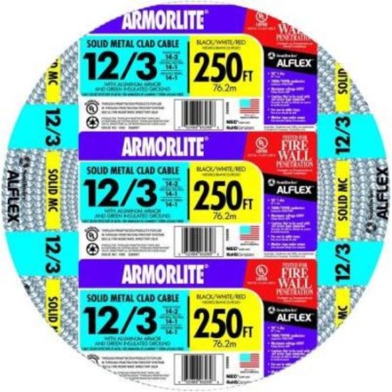 Southwire 250 Ft. 12/3 MC Armored Cable Electrical Wire