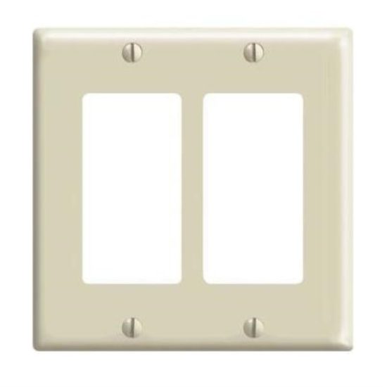 Leviton Decora 2-Gang Smooth Plastic Rocker Decorator Wall Plate, Ivory
