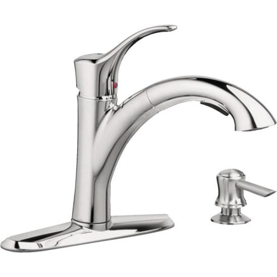 American Standard Mesa Single Handle Lever Pull-Down Kitchen Faucet with Soap Dispenser, Chrome