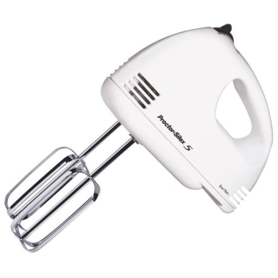 Proctor-Silex 5-Speed White Hand Mixer