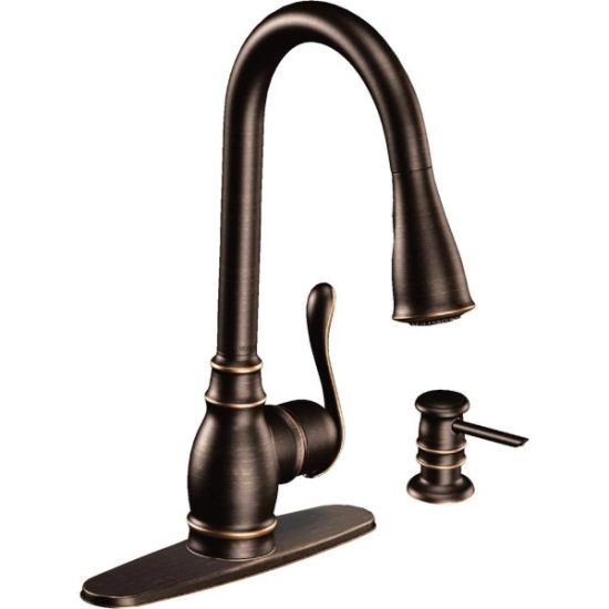 Moen Anabelle Single Handle Pull-Down Kitchen Faucet, Mediterranean Bronze