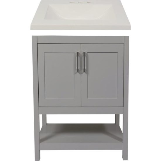 Modular Monaco Gray 24 In. W x 18 In. D x 34-1/2 In. H  Vanity with White Cultured Marble Top