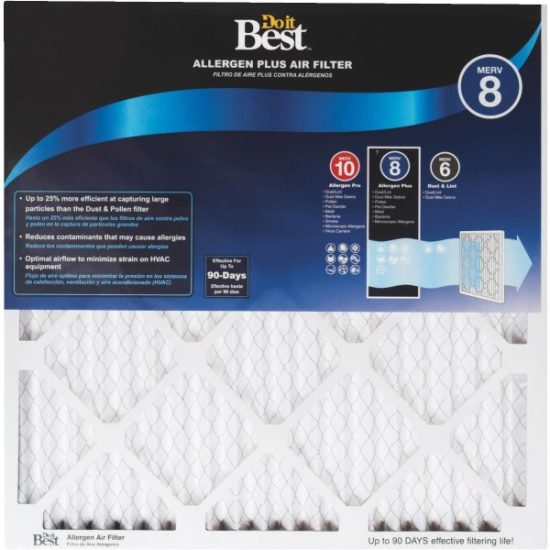 Do it Best 20 In. x 24 In. x 1 In. Allergen Plus MERV 8 Furnace Filter