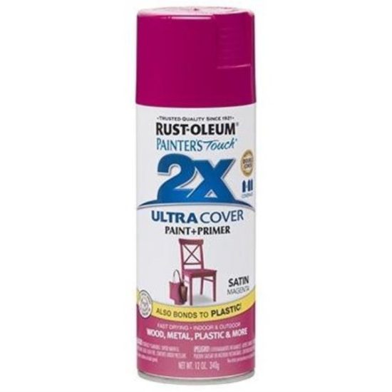 Rust-Oleum Painter's Touch 2X Ultra Cover 12 Oz. Satin Paint + Primer Spray Paint, Magenta