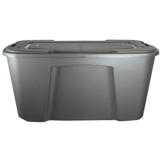Homz 49 Gal. Gray Wheeled Storage Tote