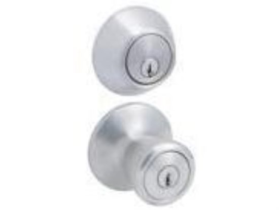 Steel Pro Satin Chrome Deadbolt and Door Knob Combo