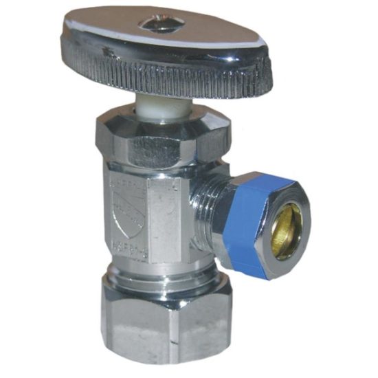 Lasco 5/8 In. Comp Inlet x 3/8 In. Comp Outlet Multi-Turn Style Angle Valve