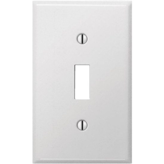 Amerelle PRO 1-Gang Stamped Steel Toggle Switch Wall Plate, Smooth White
