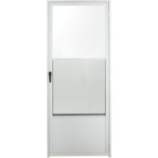 Croft Imperial Style 32 In. W x 80 In. H x 1-7/8 In. Thick White Self-Storing Aluminum Storm Door