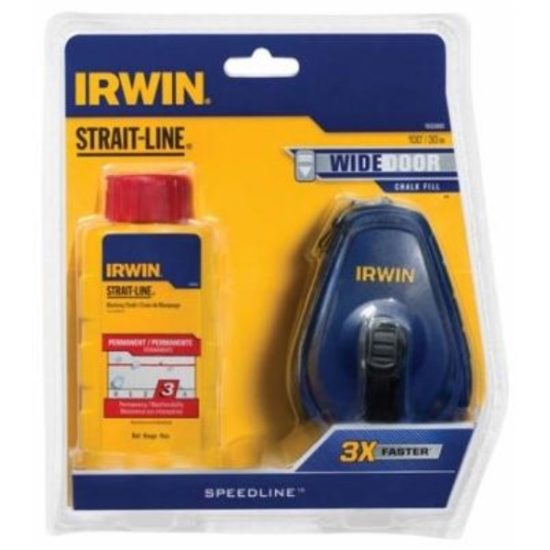 Irwin STRAIT-LINE Speed-Line 100 Ft. Chalk Line Reel and Chalk, Red