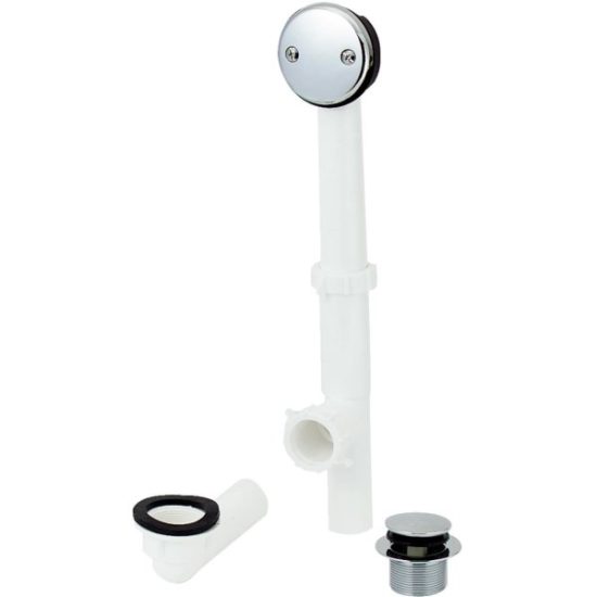 Keeney Foot Lok Stop Plastic Bath Drain with Polished Chrome Trim