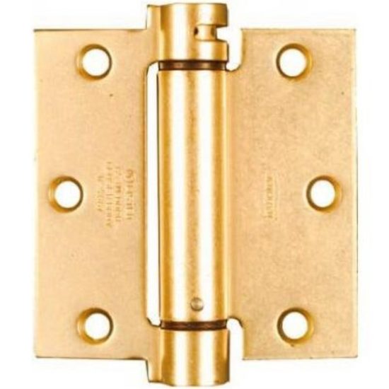 National 3-1/2 In. Square Satin Brass Spring Door Hinge