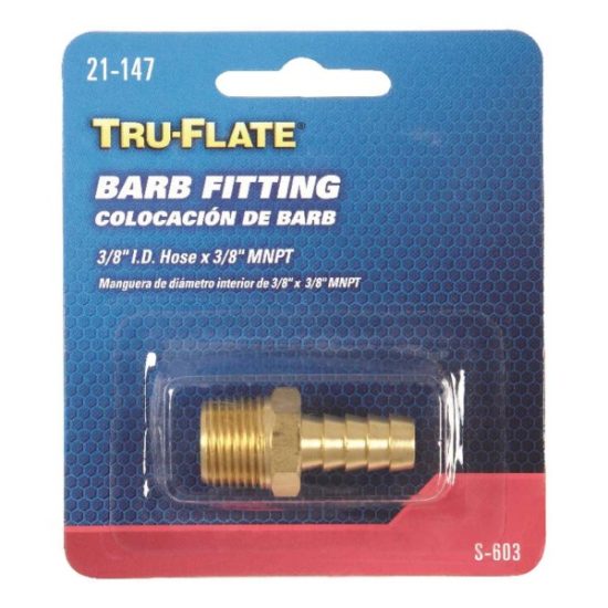 Tru-Flate 3/8 In. Barb 3/8 In. MNPT Brass Hose End