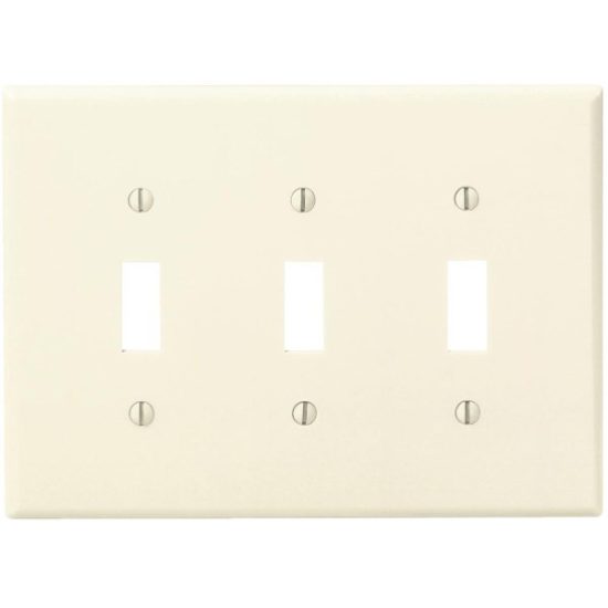 Leviton 3-Gang Smooth Plastic Mid-Way Toggle Switch Wall Plate, Ivory