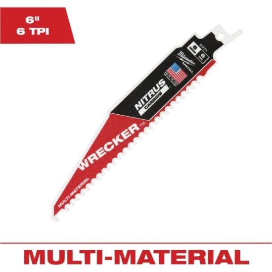 Milwaukee SAWZALL The WRECKER 6 In. 6 TPI Multi-Material Demolition Reciprocating Saw Blade with Nitrus Carbide Teeth
