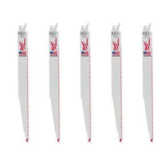 Milwaukee SAWZALL 12 In. 5 TPI Wood w/Nails Reciprocating Saw Blade (5-Pack)