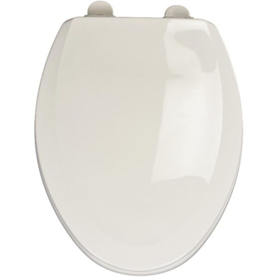 Centoco Elongated Closed Front White Wood Premium Toilet Seat with Slow Close