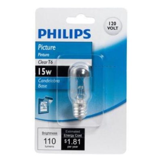 Philips 15W Clear Candelabra T6 Incandescent Exit Sign Light Bulb