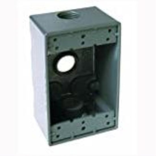 Bell Single Gang 3/4 In. 3-Outlet Gray Aluminum Weatherproof Outdoor Outlet Box