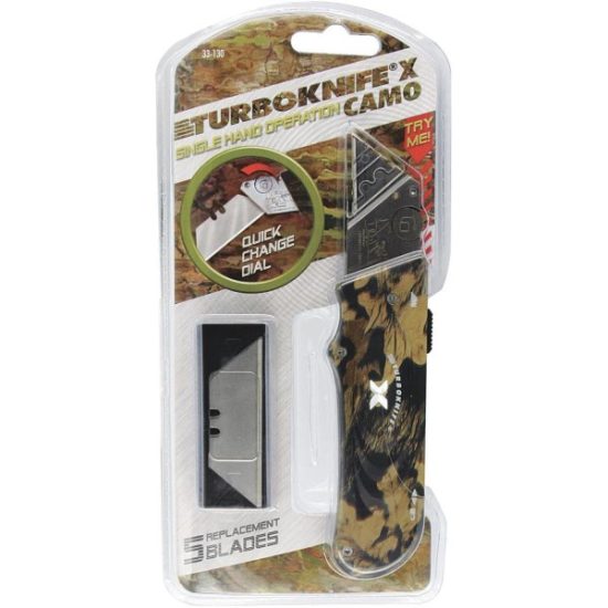 Olympia Tools Turboknife X Retractable Straight Utility Knife, Camo