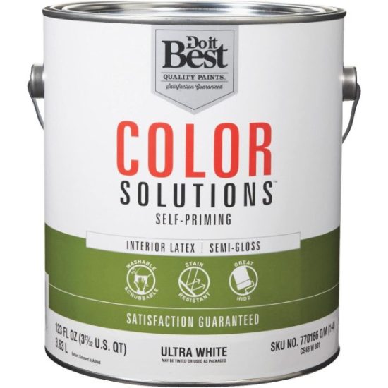 Do it Best Color Solutions Latex Self-Priming Semi-Gloss Interior Wall Paint, Ultra White, 1 Gal.