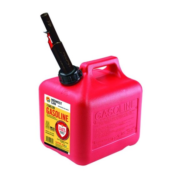 Midwest Can 2 Gal. Plastic Auto Shut-Off Gasoline Fuel Can, Red