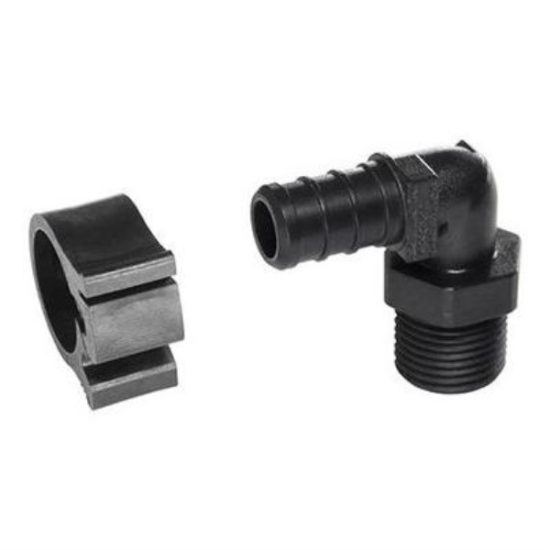 Flair-It PEXLock 1/2 In. x 3/8 In. MPT 90 Deg. Plastic Compression Male PEX Elbow (1/4 Bend)