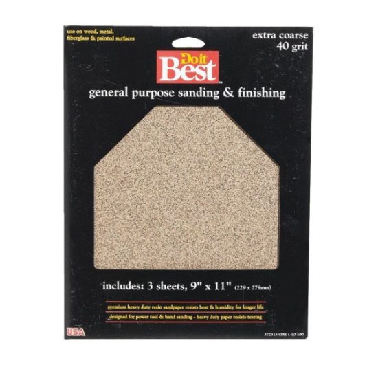 Do it Best General Purpose 9 In. x 11 In. 40 Grit Extra Coarse Sandpaper (3-Pack)